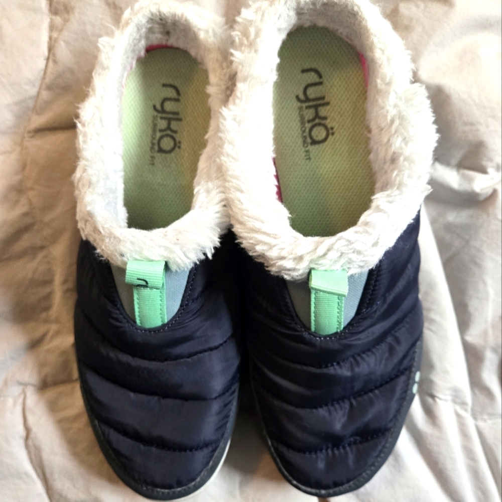 Ryka water resistant quilted clogs.